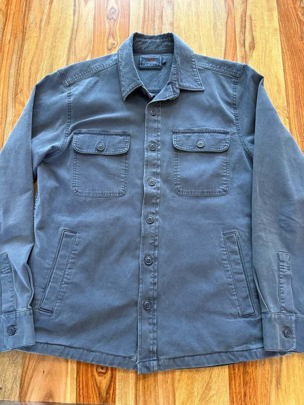 Faherty Cpo Shirt Jacket Size M Blue Cotton